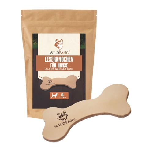 Wildfang® 1 Lederknochen Hund (Größe S) – Natürliches Kauspielzeug aus Fettleder – Zahnpflege & Stressabbau – Langlebiger Kauknochen aus EU-Rindsleder – Sicherer Hundesnack für alle Rassen von Wildfang