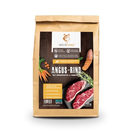Wildfang® Premium getreidefreies Hundetrockenfutter - Hochwertiges getreidefreies Hundefutter trocken, Protein-Trockenfutter für ausgewachsene Hunde (2 kg, Angus-Rindmit Süßkartoffeln und Karotte) von Wildfang