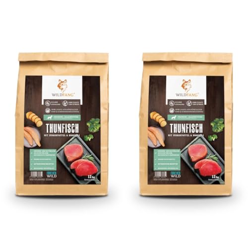 Wildfang® Premium getreidefreies Hundetrockenfutter - Hochwertiges getreidefreies Hundefutter trocken, Protein-Trockenfutter für ausgewachsene Hunde (12 kg, Thunfisch mit Süßkartoffel & Brokkoli) von Wildfang