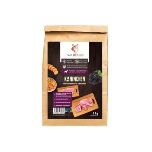 Wildfang® Premium getreidefreies Hundetrockenfutter - Hochwertiges getreidefreies Hundefutter trocken, Protein-Trockenfutter für ausgewachsene Hunde, Trockenfutter für alle Hunde (2 kg, Kaninchen) von Wildfang