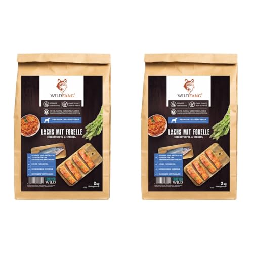 Wildfang® Hundefutter - Trocken - Getreidefreies Hundefutter - Premium Trockenfutter… (2 kg (2er Pack), Lachs Forelle) von Wildfang