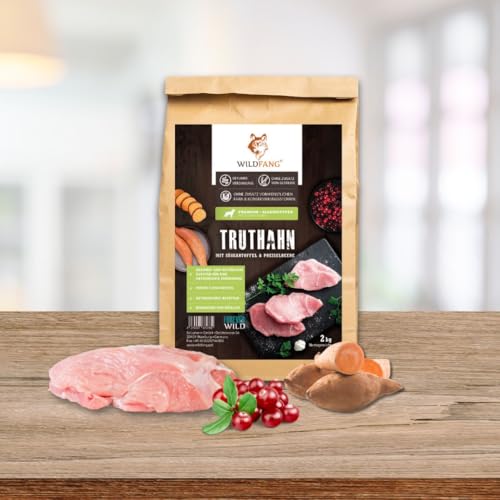 Wildfang® Premium getreidefreies Hundetrockenfutter - Hochwertiges getreidefreies Hundefutter trocken, Protein-Trockenfutter (12 kg, Truthahn mit Süßkartoffel & Preiselbeere - Senior) von Wildfang