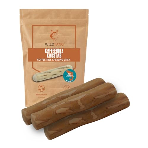 Wildfang® Kaffeeholz für Hunde mit Lachsöl – Unzerstörbares Kauspielzeug aus Kaffeeholz für Aggressive Kauer und Welpen im Zahnwechsel. Zahnpflege-Spielzeug für Hunde, Größe L (über 25 kg), 3er-Pack von Wildfang