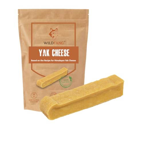 Wildfang® Yak Hartkäse Kaustab dem Himalaya Rezept für Hunde, Kauspielzeug, Langer Kauspaß, geruchlos, Nicht splitternd, alle Hundegrößen und Welpen, Himalaya-Yak-Hundekauknochen - M von Wildfang
