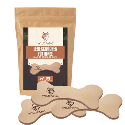 Wildfang® Lederkauknochen für Hunde | Zahnpflege & Snack & Kauspielzeug (3er Set - M 17 cm) von Wildfang