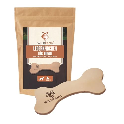 Wildfang® Lederkauknochen für Hunde | Zahnpflege & Snack & Kauspielzeug (L - 21 cm) von Wildfang