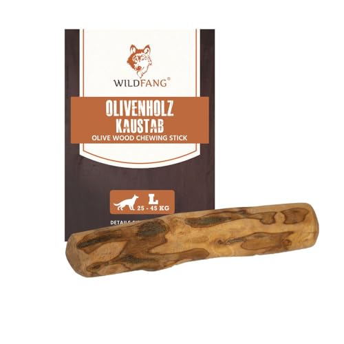 Wildfang® Olivenholz Kauholz für Hunde | Holzknochen Olivenholz | natürliches Kauspielzeug aus Olivenholz für Hunde | Zahnpflege | langlebiges Spielzeug für Hunde - L (221-450g) für Hunde ab 25 kg von Wildfang