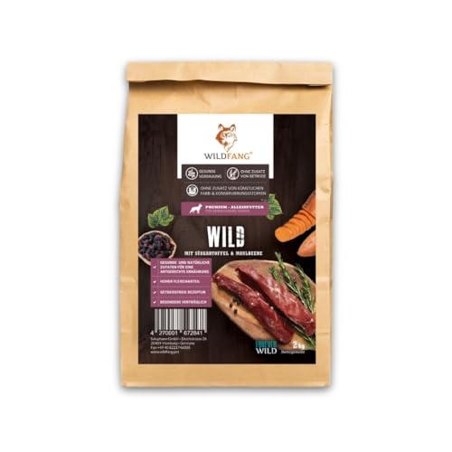 Wildfang® Premium getreidefreies Hundetrockenfutter - Hochwertiges getreidefreies Hundefutter trocken, Protein-Trockenfutter für ausgewachsene Hunde (6 kg, Wild mit Süßkartoffel & Maulbeere) von Wildfang