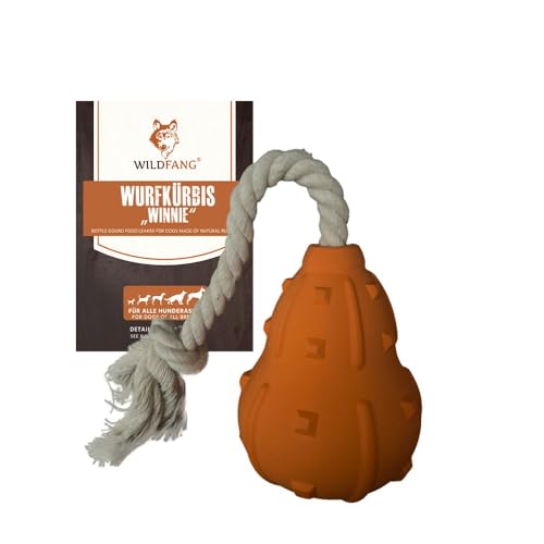 Wildfang® Spielzeug für Hunde 100% Naturkautschuk - nahezu unzerstörbar - Snackball - Beißring - Kauspielzeug Hunde - ungiftig - Kauknochen Hunde - BPA-frei - umweltfreundlich (Wurfkürbis Winnie) von Wildfang