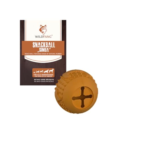 Wildfang® Spielzeug für Hunde aus 100% Naturkautschuk - unzerstörbar | Snackball Simba - unzerstörbar - Kauspielzeug für Hunde - ungiftig - Kauknochen für Hunde - BPA-frei - umweltfreundlich von Wildfang