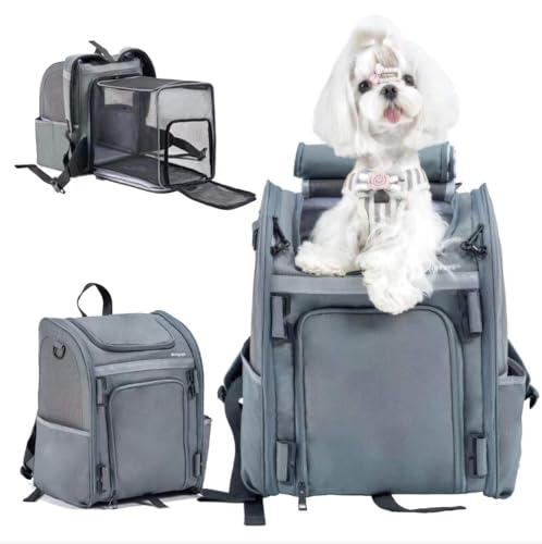 Wildgogo Erweiterbare Haustier-Tragetasche, von Fluggesellschaften zugelassen, faltbarer und abnehmbarer Rucksack, passend für 5,9 kg Katzen und 5 kg kleine Welpen, Hunde, für Autoreisen, Camping und Wildgogo Erweiterbare Haustier-Tragetasche, von Fluggesellschaften zugelassen, faltbarer und abnehmbarer Rucksack, passend für 5,9 kg Katzen und 5 kg kleine Welpen, Hunde, für Autoreisen, Camping und von Wildgogo