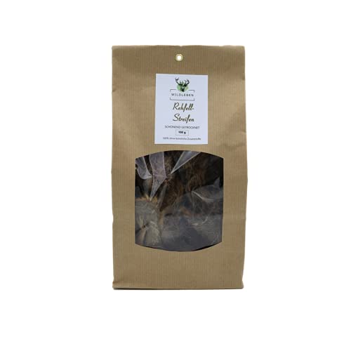 Wildleben Rehfell-Streifen, natürlicher Kausnack für Hunde, schonend gedörrt, 100% REH-Fell ohne Zusatzstoffe,100g Wildleben Rehfell-Streifen, natürlicher Kausnack für Hunde, schonend gedörrt, 100% REH-Fell ohne Zusatzstoffe,100g von Wildleben