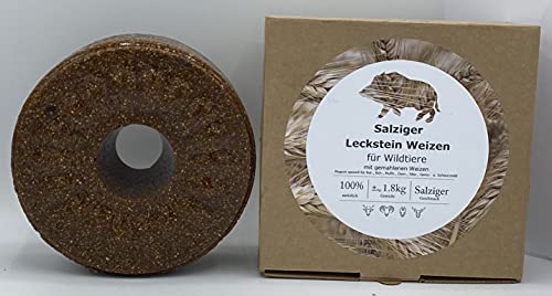 Wildlutscher Leckstein salziger Weizen | Extra Harter Wild- Leckstein | Wildbindendes Lockmittel| für Schwarzwild, Rotwild, Muffelwild, Rehwild |Wochenlange Nutzungsdauer | 1,8 kg (14,95 €/kg) von Wildlutscher