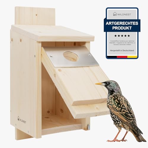 Nistkasten für Vögel im heimischen Garten, Nistkasten Holz (2er-Pack, Stare) von Wildnest