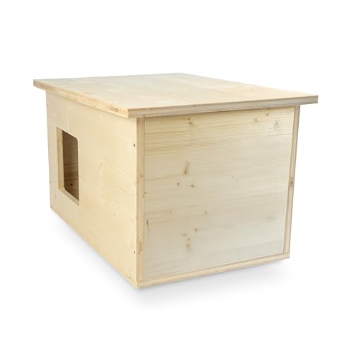 catcabin Katzenhaus für Draußen, Winterfest, Isoliert, Massivholz, Made in Germany, Outdoor Katzenhöhle (mit Isolierung, Dach Fichte, ohne Fenster) von Wildnest