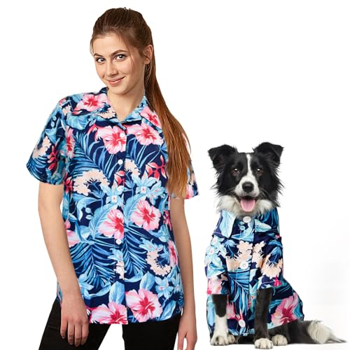 Wildox Hunde-Shirt, Hawaii-Hemd für kleine, mittelgroße und große Hunde, passende Hunde und Besitzer, kurze Ärmel, Strand-Shirt, Besitzer- und Haustier-Shirts sind separat erhältlich (Blau, nur für Wildox Hunde-Shirt, Hawaii-Hemd für kleine, mittelgroße und große Hunde, passende Hunde und Besitzer, kurze Ärmel, Strand-Shirt, Besitzer- und Haustier-Shirts sind separat erhältlich (Blau, nur für von Wildox