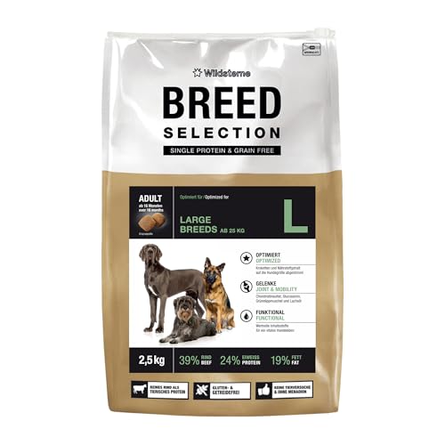 Breed Selection Adult L 2,5 kg |Getreidefreies Trockenfutter | Monoprotein | von Tierärzten entwickelt | Hundefutter mit extre viel Rind | Premiumfutter für Hund Breed Selection Adult L 2,5 kg |Getreidefreies Trockenfutter | Monoprotein | von Tierärzten entwickelt | Hundefutter mit extre viel Rind | Premiumfutter für Hund von Wildsterne