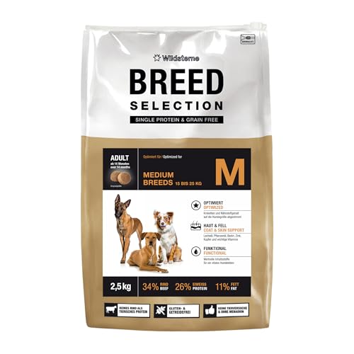 Breed Selection Adult M 2,5 kg |Getreidefreies Trockenfutter | Monoprotein | von Tierärzten entwickelt | Hundefutter mit extre viel Rind | Premiumfutter für Hund Breed Selection Adult M 2,5 kg |Getreidefreies Trockenfutter | Monoprotein | von Tierärzten entwickelt | Hundefutter mit extre viel Rind | Premiumfutter für Hund von Wildsterne