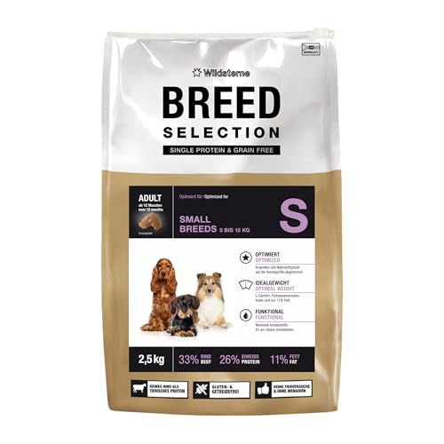 Breed Selection Adult S 2,5 kg |Getreidefreies Trockenfutter | Monoprotein | von Tierärzten entwickelt | Hundefutter mit extre viel Rind | Premiumfutter für Hund Breed Selection Adult S 2,5 kg |Getreidefreies Trockenfutter | Monoprotein | von Tierärzten entwickelt | Hundefutter mit extre viel Rind | Premiumfutter für Hund von Wildsterne