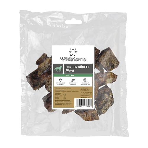 Lungenwürfel Pferd 125 g | 100% Pferdelunge | Monoprotein | getreidefrei | luftgetrocknet | natürliche Hundeleckerlies | Zutaten aus der EU | ohne Zusatzstoffe | hypoallergen | für Allergiker von Wildsterne