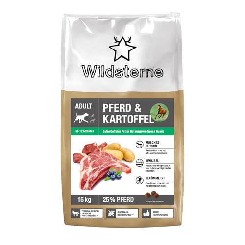 Pferd & Kartoffel Adult 15 kg |Getreidefreies Trockenfutter | Monoprotein Pferd| von Tierärzten entwickelt | Hundefutter mit frischem Fleisch | Premiumfutter für Hund Pferd & Kartoffel Adult 15 kg |Getreidefreies Trockenfutter | Monoprotein Pferd| von Tierärzten entwickelt | Hundefutter mit frischem Fleisch | Premiumfutter für Hund von Wildsterne