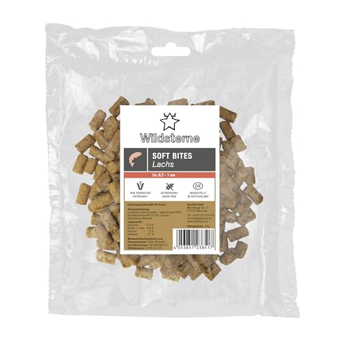 Soft Bites Lachs 125 g | 69% Fleisch ohne Innereien | Monoprotein Ente | getreidefrei mit Kartoffel | Zutaten aus der EU | ohne Zusatzstoffe | hypoallergen | für Allergiker | Belohnung beim Training Soft Bites Lachs 125 g | 69% Fleisch ohne Innereien | Monoprotein Ente | getreidefrei mit Kartoffel | Zutaten aus der EU | ohne Zusatzstoffe | hypoallergen | für Allergiker | Belohnung beim Training von Wildsterne