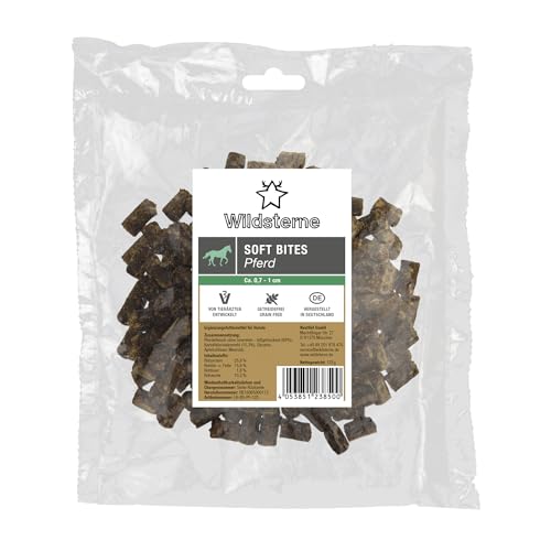 Soft Bites Pferd 125 g | 69% Fleisch ohne Innereien | Monoprotein Pferde| getreidefrei | Zutaten aus der EU | ohne Zusatzstoffe | hypoallergen | für Allergiker | Belohnung beim Training Soft Bites Pferd 125 g | 69% Fleisch ohne Innereien | Monoprotein Pferde| getreidefrei | Zutaten aus der EU | ohne Zusatzstoffe | hypoallergen | für Allergiker | Belohnung beim Training von Wildsterne