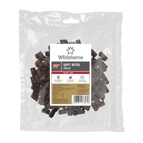 Soft Bites Rind 125 g | 69% Fleisch ohne Innereien | Monoprotein Rind | getreidefrei mit Kartoffel | Zutaten aus der EU | ohne Zusatzstoffe | hypoallergen | für Allergiker | Belohnung beim Training Soft Bites Rind 125 g | 69% Fleisch ohne Innereien | Monoprotein Rind | getreidefrei mit Kartoffel | Zutaten aus der EU | ohne Zusatzstoffe | hypoallergen | für Allergiker | Belohnung beim Training von Wildsterne