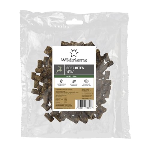 Soft Bites Wild 125 g | 69% Fleisch ohne Innereien | Monoprotein Wild | getreidefrei mit Kartoffel | Zutaten aus der EU | ohne Zusatzstoffe | hypoallergen | für Allergiker | Belohnung beim Training Soft Bites Wild 125 g | 69% Fleisch ohne Innereien | Monoprotein Wild | getreidefrei mit Kartoffel | Zutaten aus der EU | ohne Zusatzstoffe | hypoallergen | für Allergiker | Belohnung beim Training von Wildsterne