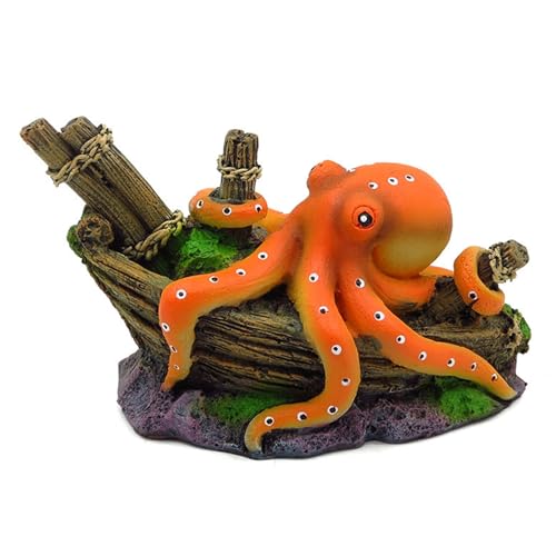 Wilgure Zarte Mini-künstliche Oktopus-Höhle, Terrarium, Versteck für Garnelen, Statue, Aquarium, Lebensraum, Dekoration, Kunstharz, Aquarium-Dekoration, groß von Wilgure