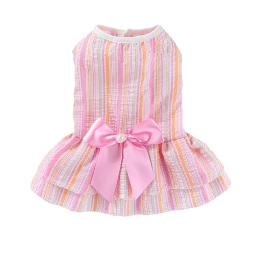Atmungsaktive Haustierkleidung, einfaches Knopf-Outfit, Welpen, Prinzessinnenkleid, gestreifter Schmetterlingsrock, Hund, weicher Stoff, Röcke für Shih Tzu Fadou Corgi, Teddy, Bomei, Rosa, Größe L Atmungsaktive Haustierkleidung, einfaches Knopf-Outfit, Welpen, Prinzessinnenkleid, gestreifter Schmetterlingsrock, Hund, weicher Stoff, Röcke für Shih Tzu Fadou Corgi, Teddy, Bomei, Rosa, Größe L von Wilitto