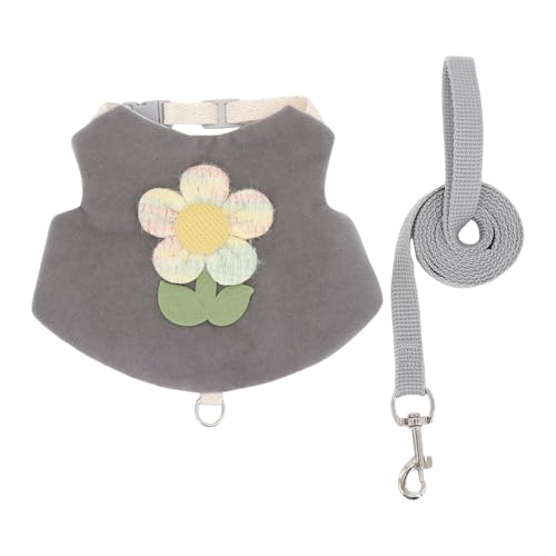 Atmungsaktives Kaninchenhalfter Traktionsseil für Haustiere, Kaninchen, Blumenmuster mit verstellbaren Schnallen, weich, atmungsaktiv, Weste, Leine, Traktionsseil, Grau, Größe M Atmungsaktives Kaninchenhalfter Traktionsseil für Haustiere, Kaninchen, Blumenmuster mit verstellbaren Schnallen, weich, atmungsaktiv, Weste, Leine, Traktionsseil, Grau, Größe M von Wilitto