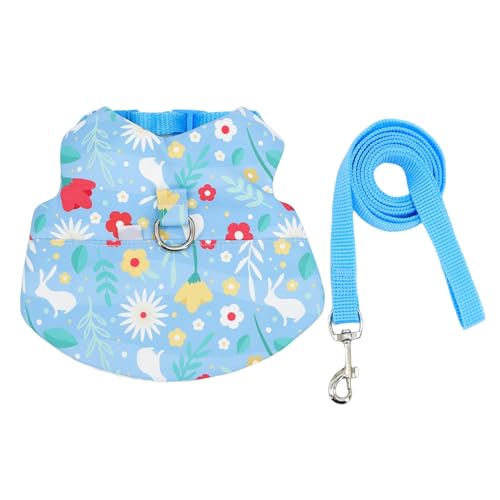 Halsband zum Aufhängen für kleine Haustiere, verstellbare Leine, Meerschweinchengeschirr, Cartoon-Blumenmuster, Weste, Traktion, Kaninchen, weich, atmungsaktiv, Brustgurt, Haustiere, Blau, Größe L Halsband zum Aufhängen für kleine Haustiere, verstellbare Leine, Meerschweinchengeschirr, Cartoon-Blumenmuster, Weste, Traktion, Kaninchen, weich, atmungsaktiv, Brustgurt, Haustiere, Blau, Größe L von Wilitto