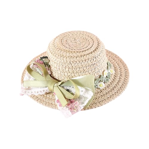 Sommerhut für Haustiere, Stroh, handgewebt, Sonnenschutz, mit verstellbarem Kinnriemen, für kleine Hunde, Katzen, perfekte Geburtstage, Größe M, Grün Sommerhut für Haustiere, Stroh, handgewebt, Sonnenschutz, mit verstellbarem Kinnriemen, für kleine Hunde, Katzen, perfekte Geburtstage, Größe M, Grün von Wilitto