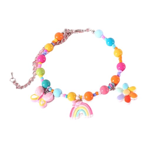 Trendiges Haustier-Accessoire, langlebiges Halsband, bunt mit exquisiter Verarbeitung, verstellbare Halskette für Hunde, Prinzessinnen, Katzenschmuck, stark, langlebig, Regenbogenfarben, Größe S von Wilitto
