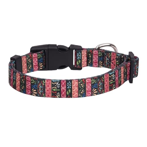 Verschleißfestes Hundehalsband, langlebig, verstellbar, mit D-Ring, für Hunde, Katzen, reißfest, Blumenmuster, Halsband, Outdoor, D S von Wilitto