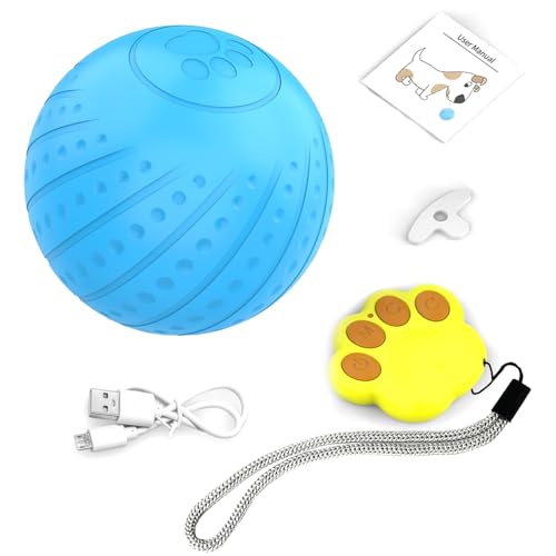 Wasserdichter Hundeball mit 2 Arbeitsmodi, interaktiv, wiederaufladbar, für große Hunde, automatische Hindernisvermeidung, Langeweile, Blau von Wilitto
