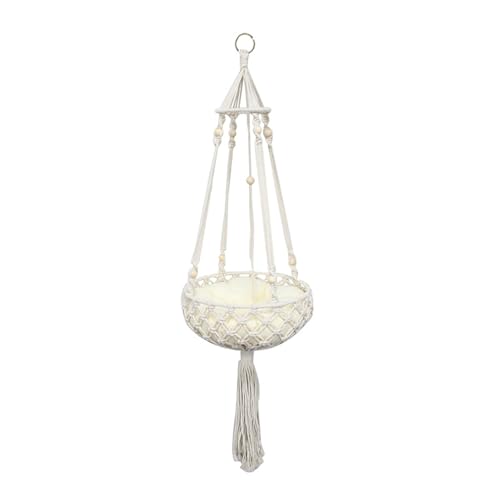 Wilitto Geflochtenes Seil, Katzenschutzgebiet, handgewebte Baumwolle, Hängematte, Makramee, Hängebett, Schaukel, Quasten-Stil, stark zum Schlafen, Spielen, Beige Wilitto Geflochtenes Seil, Katzenschutzgebiet, handgewebte Baumwolle, Hängematte, Makramee, Hängebett, Schaukel, Quasten-Stil, stark zum Schlafen, Spielen, Beige von Wilitto
