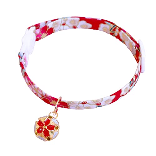 Wilitto Haustier-Halsband, japanischer Stil, verstellbar, mit Sicherheitsverschluss, für Katzen und Hunde, mit Glöckchen, Haustierzubehör, Hundehalsband, japanischer Stil von Wilitto