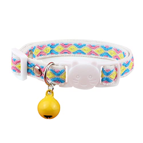 Wilitto Haustier-Halskette, buntes Gittermuster, kein Ersticken, feine Verarbeitung, ausbrechende Haustier-Katzenhalsbänder mit Glöckchen für Valentinstag von Wilitto