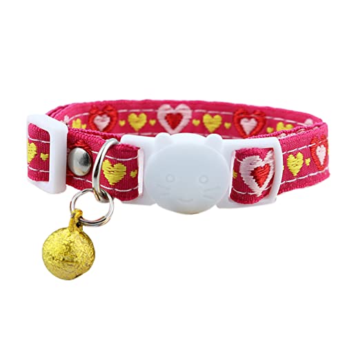 Wilitto Haustier-Halskette, buntes Gittermuster, kein Ersticken, feine Verarbeitung, ausbrechende Haustier-Katzenhalsbänder mit Glöckchen für Valentinstag von Wilitto
