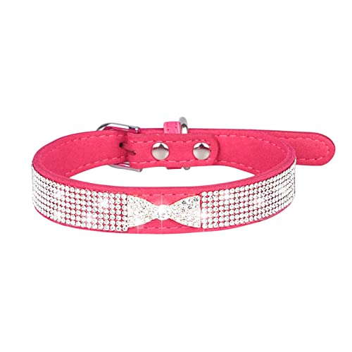 Wilitto Haustier-Hundehalsband aus Kunstkristall, Schleifen-Design, verstellbar, eingelegter Strass, Halsband für Hunde von Wilitto