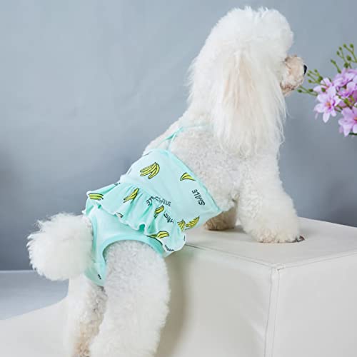 Wilitto Haustier-Sanitärwindel, verstellbare weibliche Hundewindeln, weiche, bequeme Haustier-Menstruationshose, Straps-bedruckt, wiederverwendbare Hundeunterwäsche, physiologische Hosen, Shorts für Hündinnen, Grün XL von Wilitto
