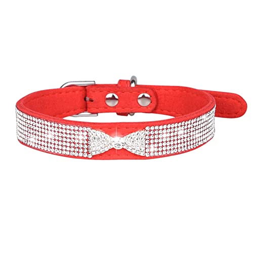 Wilitto Hundehalsband, Kunstkristall, Schleifen-Design, verstellbar, eingelegter Strass, Halsband für Festival von Wilitto