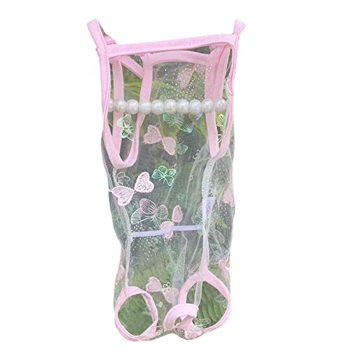 Wilitto Hundewindel Strampler, Wiederverwendbare Welpen Sanitär Windel Overall, Hündinnen Windeln, Weiche Bequeme Haustier Menstruationshose, Haustier Physiologische Hose Sanitärwindel für Mädchen Hund in Periode Rosa M von Wilitto