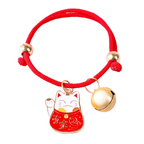 Wilitto Katze Halskette Glückskatze Anhänger Anziehen Entzückend Süß Gewebt Welpe Katze Halsband Halskette mit Glocke für 2022 Neujahr Haustier Katze Halsband von Wilitto