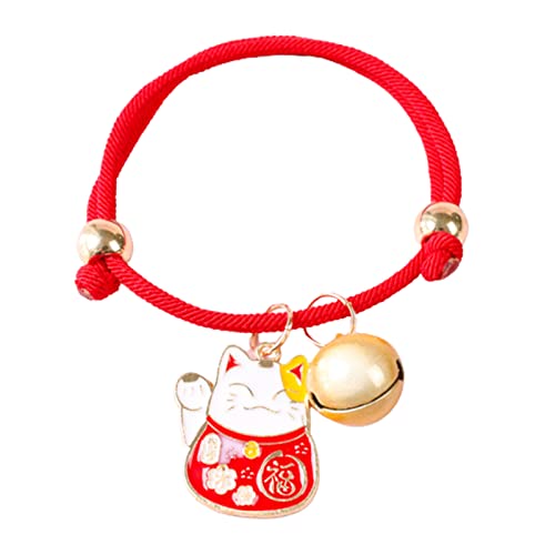 Wilitto Katze Halskette Glückskatze Anhänger Anziehen Entzückend Süß Gewebt Welpe Katze Halsband Halskette mit Glocke für 2022 Neujahr Katze Halskette von Wilitto