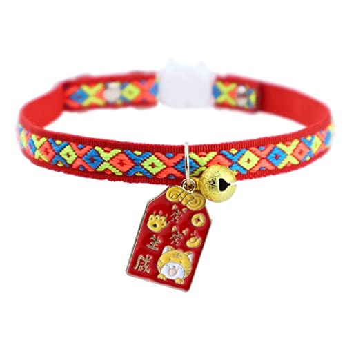 Wilitto Katzenhalsband, mit langem Verschluss, dekorativ, verstellbar, mit Glöckchen, für das Frühjahr, Festival, Haustier von Wilitto
