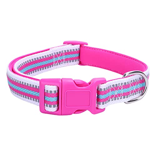 Wilitto Reflektierend Verstellbar Haustier Halsband, Dekorative Polyester Katze Hund Hals Kreis Gurt, Haustier Katzen Halsband Halskette Bequeme Hundehalsbänder für Kleine, Mittlere und Große Hunde Rosenrot M von Wilitto