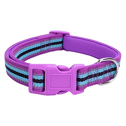 Wilitto Reflektierend Verstellbar Haustier Halsband, Dekorative Polyester Katze Hund Hals Kreis Gurt, Haustier Katzen Halsband Halskette Bequeme Hundehalsbänder für Kleine, Mittlere und Große Hunde Lila L von Wilitto